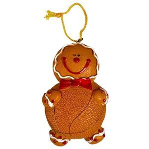 Vintage Gingerbread Man Basketball Belly Christmas Tree Ornament Bow tie 2.5”‎